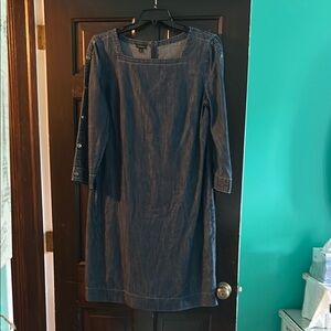 Talbots Long Sleeve Denim Dress - Blue